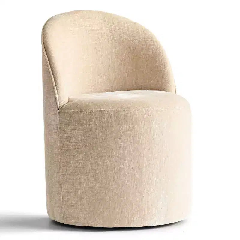 Poltrona girevole moderna in ciniglia | Senza braccioli | Ruote a 360° | Completamente assemblata