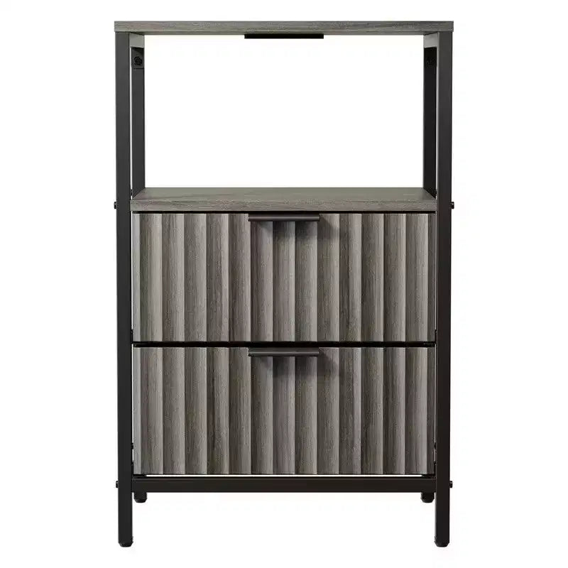 Set di 2 comodini | 2 cassetti + 1 ripiano | Presa di corrente US | Larghezza 38 cm | 6 colori