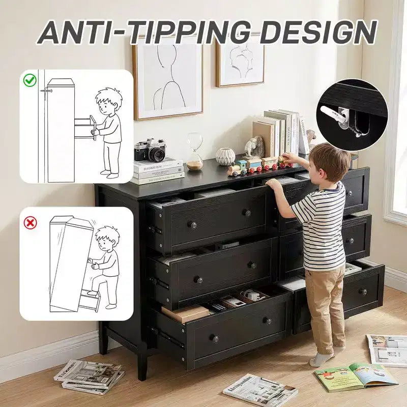 Mobile a sei cassetti da 47 pollici | Doppie maniglie | Finitura melaminica | Resistente ai graffi | Colori multipli