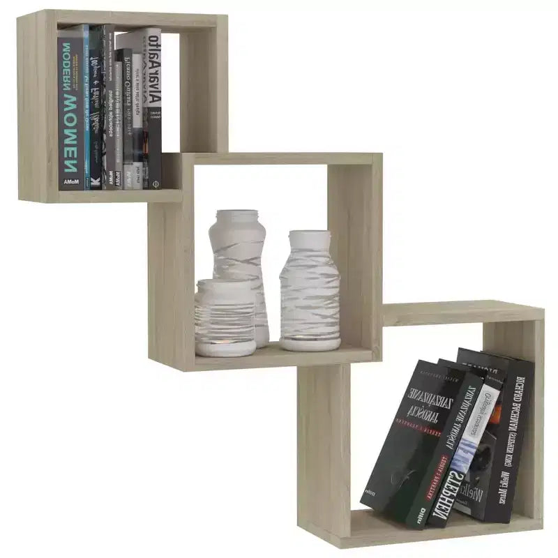 Mensola a muro rovere Sonoma | Legno ingegnerizzato | 3 ripiani | 68 x 68 cm | Da parete