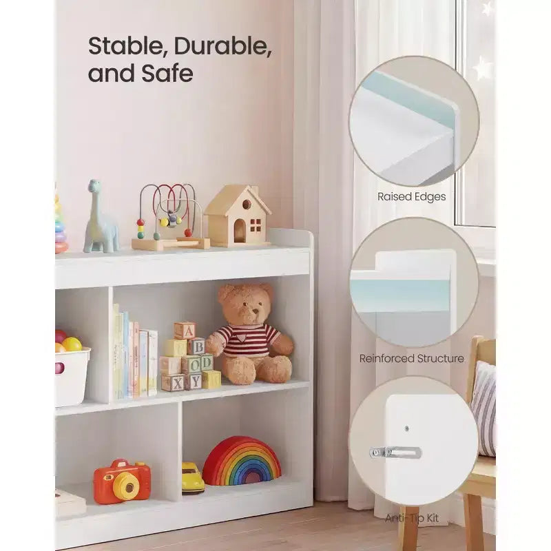 Scaffale portagiochi per bambini | Montessori | 5 vani aperti | Anti-ribaltamento | 112,2 x 65 cm