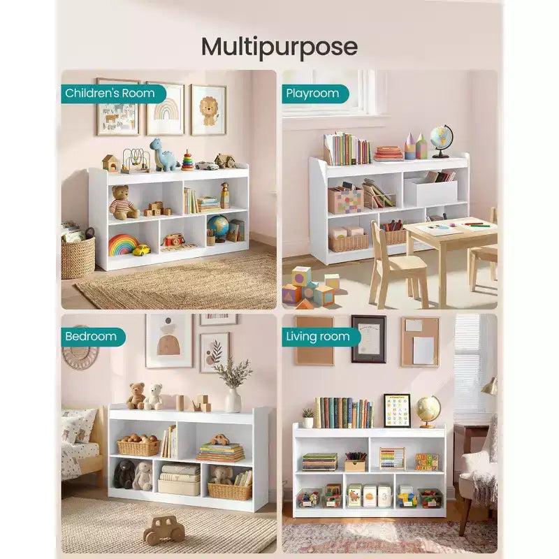 Scaffale portagiochi per bambini | Montessori | 5 vani aperti | Anti-ribaltamento | 112,2 x 65 cm