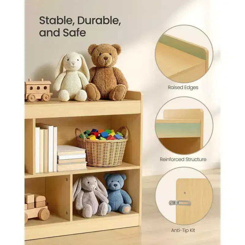 Scaffale portagiochi per bambini | Montessori | 5 vani aperti | Anti-ribaltamento | 112,2 x 65 cm