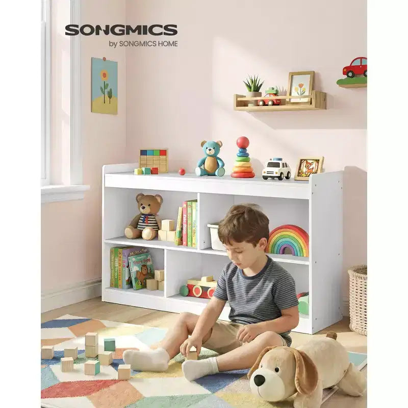 Scaffale portagiochi per bambini | Montessori | 5 vani aperti | Anti-ribaltamento | 112,2 x 65 cm
