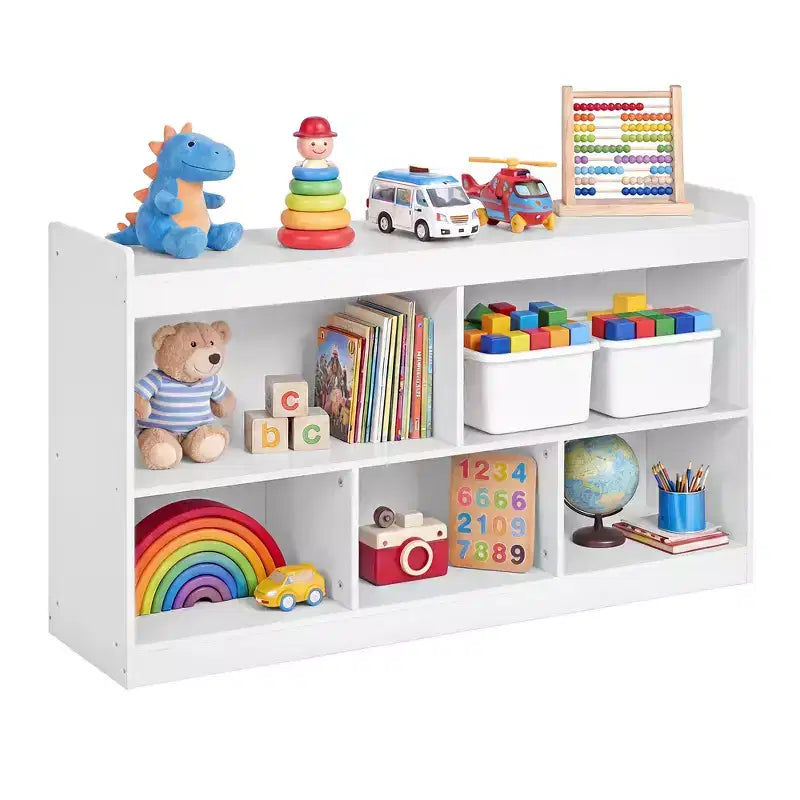 Scaffale portagiochi per bambini | Montessori | 5 vani aperti | Anti-ribaltamento | 112,2 x 65 cm