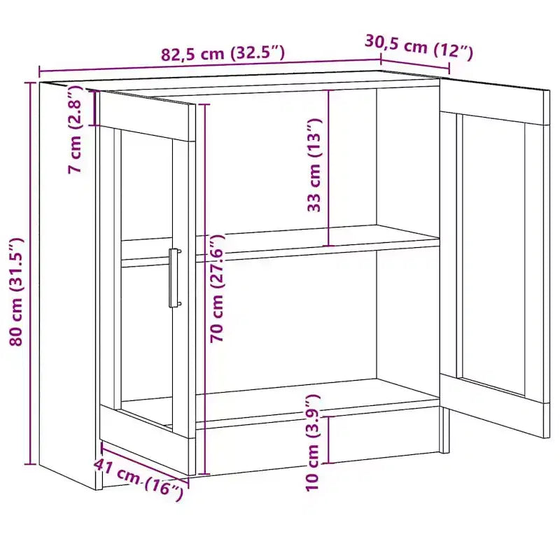 Vetrina Rovere Sonoma | Legno Ingegnerizzato e Vetro | 2 Ripiani | Montaggio a Parete