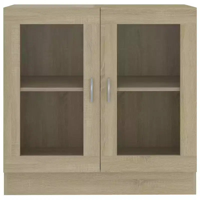 Vetrina Rovere Sonoma | Legno Ingegnerizzato e Vetro | 2 Ripiani | Montaggio a Parete
