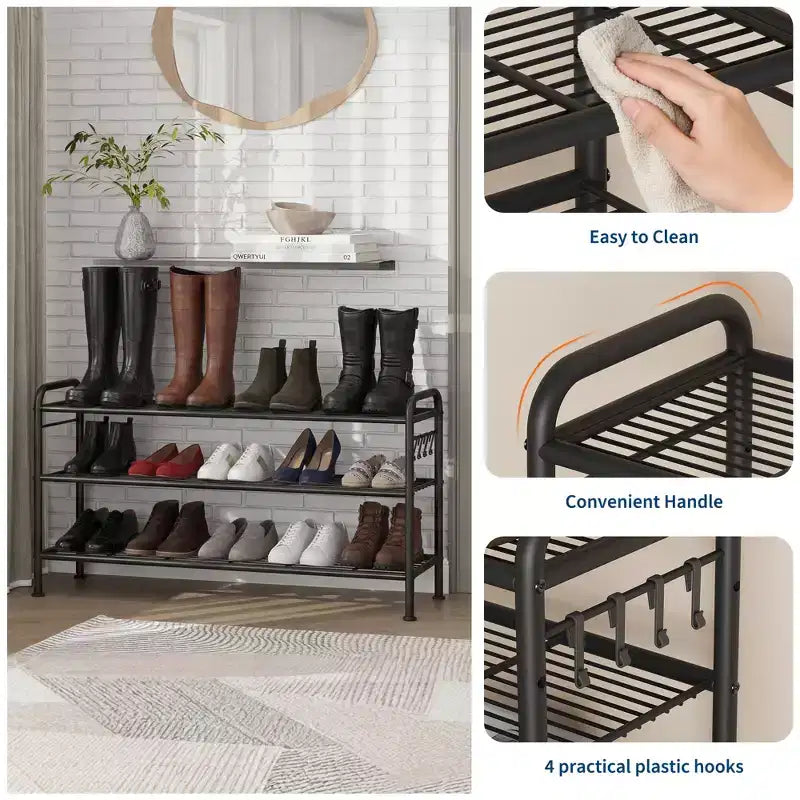 Scarpiera Sottile Regolabile con Telaio in Metallo e Ripiani in Tessuto - Organizzatore Salvaspazio per Scarpe per Ingresso e Camera da Letto