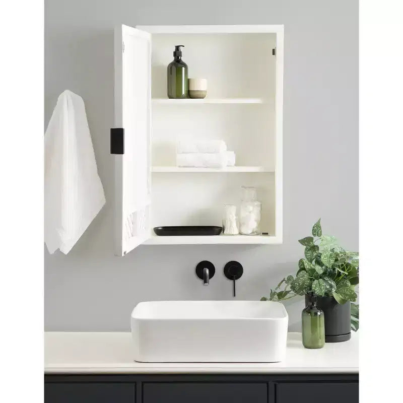 Pensile bagno con specchio | Motivo chevron | 3 ripiani | 50x76 cm