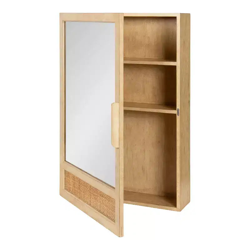 Specchiera pensile in rattan | 3 ripiani | Chiusura magnetica | 20x30 pollici