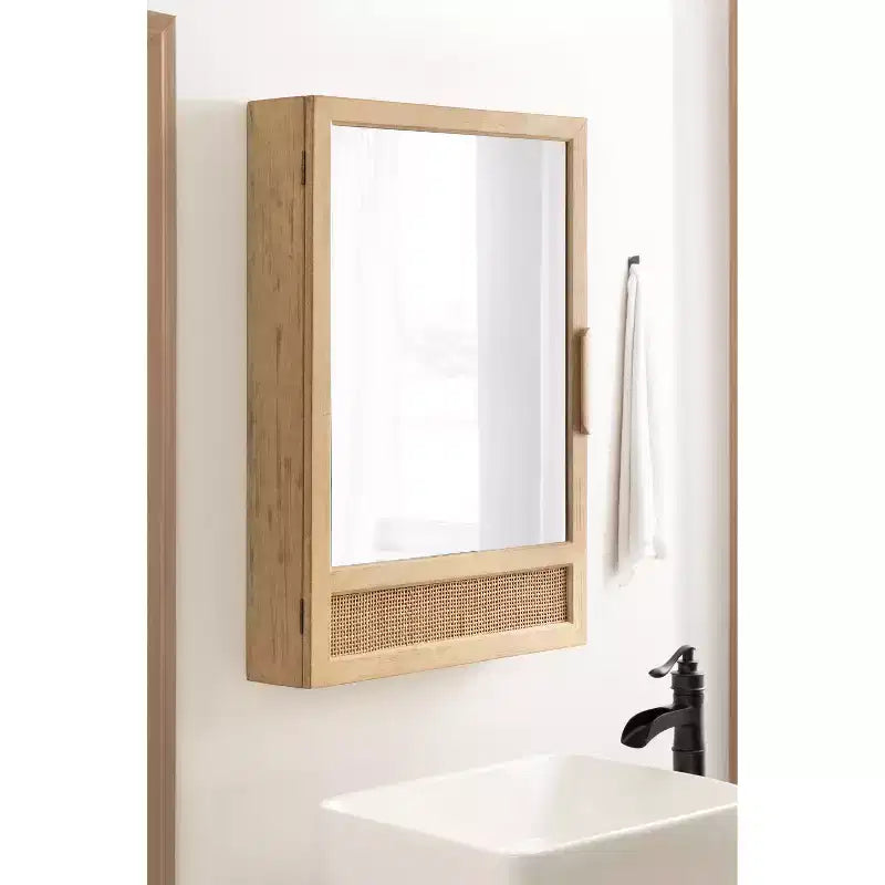 Specchiera pensile in rattan | 3 ripiani | Chiusura magnetica | 20x30 pollici