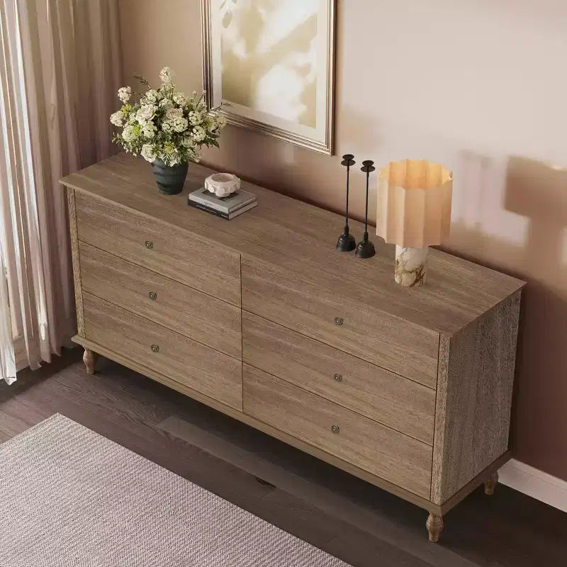 Mobile contenitore moderno da 160 cm | 6 cassetti | Guide con chiusura ammortizzata | Maniglie in metallo color rame