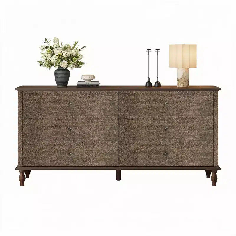 Mobile contenitore moderno da 160 cm | 6 cassetti | Guide con chiusura ammortizzata | Maniglie in metallo color rame