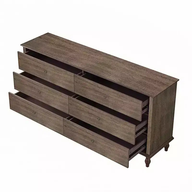 Mobile contenitore moderno da 160 cm | 6 cassetti | Guide con chiusura ammortizzata | Maniglie in metallo color rame