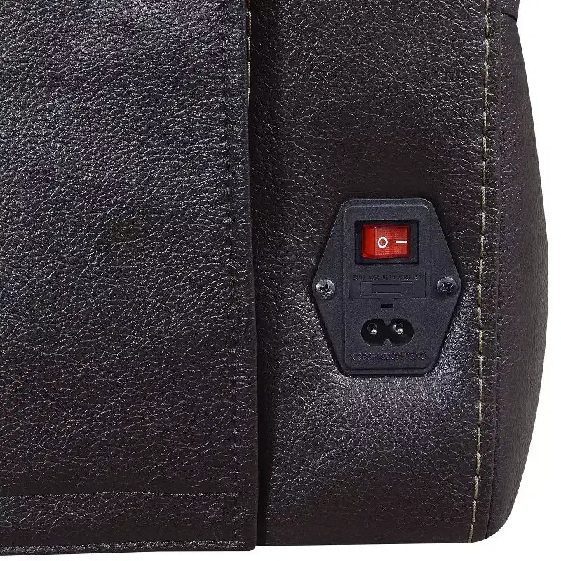 Poltrona reclinabile elettrica | Porta USB | Schiuma ad alta densità | Pelle pieno fiore | Finitura lucida | Marrone