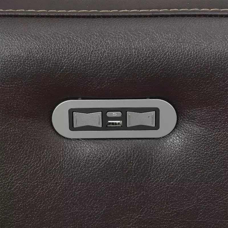 Poltrona reclinabile elettrica | Porta USB | Schiuma ad alta densità | Pelle pieno fiore | Finitura lucida | Marrone