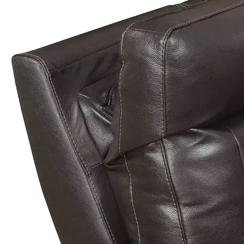 Poltrona reclinabile elettrica | Porta USB | Schiuma ad alta densità | Pelle pieno fiore | Finitura lucida | Marrone
