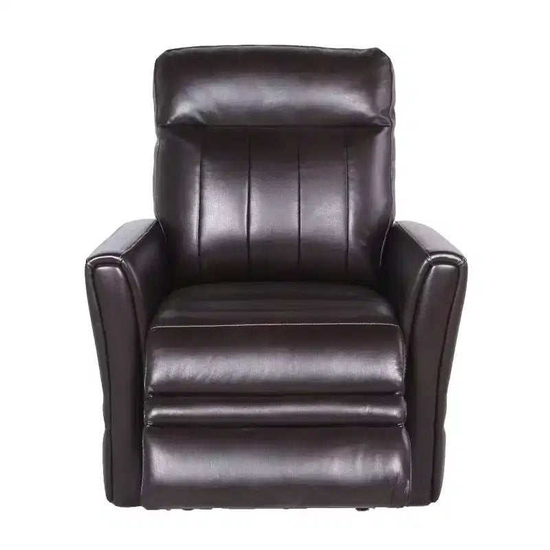 Poltrona reclinabile elettrica | Porta USB | Schiuma ad alta densità | Pelle pieno fiore | Finitura lucida | Marrone