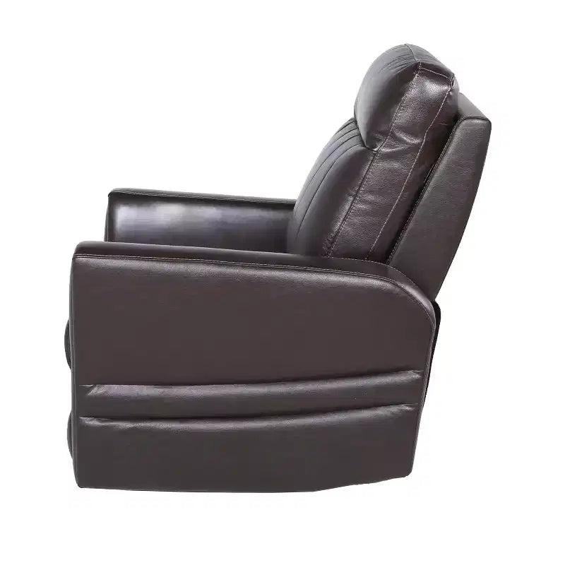 Poltrona reclinabile elettrica | Porta USB | Schiuma ad alta densità | Pelle pieno fiore | Finitura lucida | Marrone