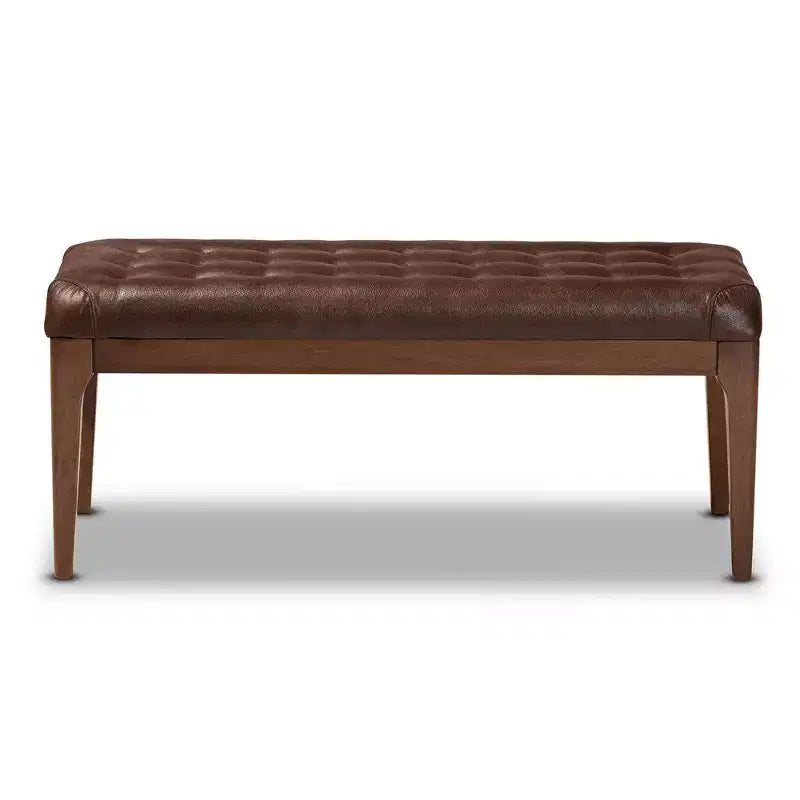 Panca Pouf Rettangolare Rivestita in Similpelle | Capitonnè | Gambe in Legno di Gomma | 106 cm
