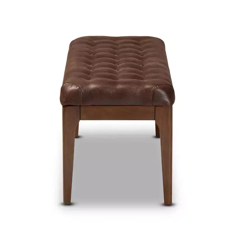 Panca Pouf Rettangolare Rivestita in Similpelle | Capitonnè | Gambe in Legno di Gomma | 106 cm