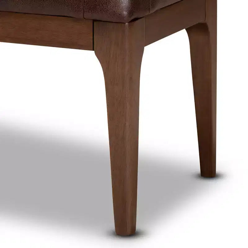 Panca Pouf Rettangolare Rivestita in Similpelle | Capitonnè | Gambe in Legno di Gomma | 106 cm