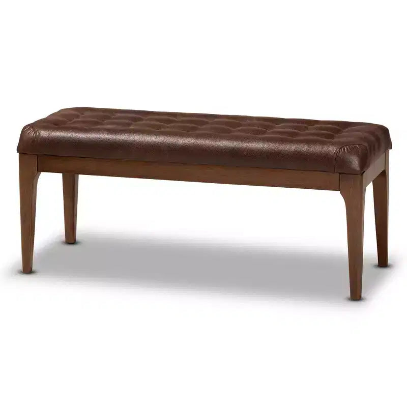Panca Pouf Rettangolare Rivestita in Similpelle | Capitonnè | Gambe in Legno di Gomma | 106 cm