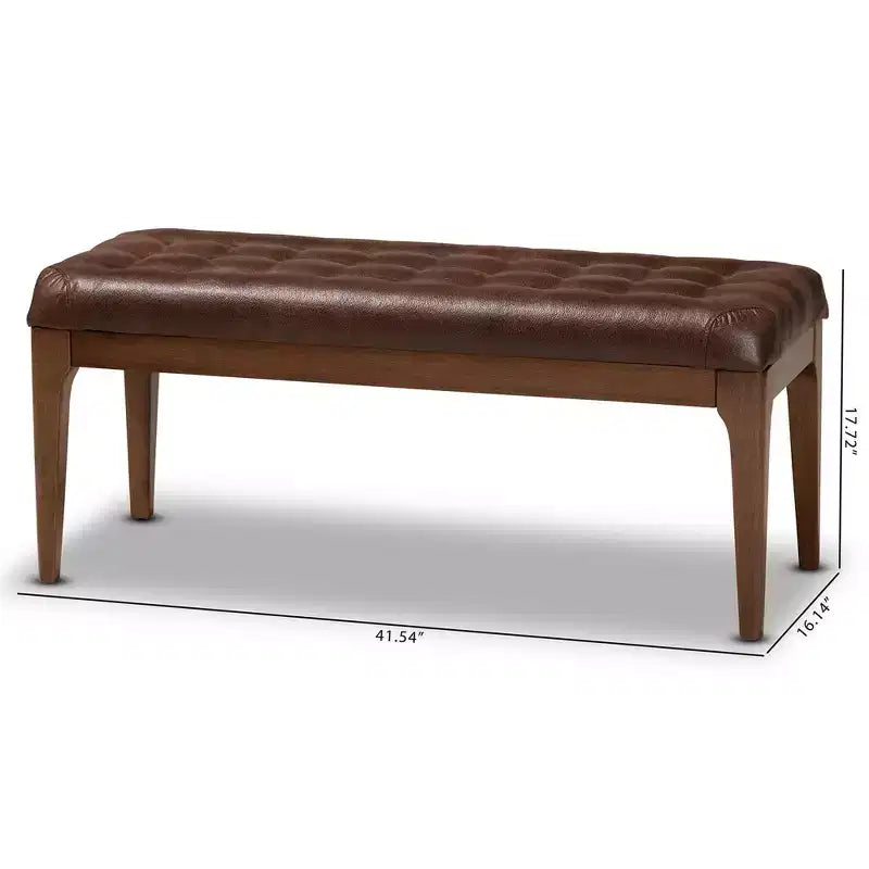 Panca Pouf Rettangolare Rivestita in Similpelle | Capitonnè | Gambe in Legno di Gomma | 106 cm