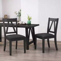 2pk Fairgreens Farmhouse Upholstered Wood Dining Chairs Black - Christopher Knight Home: Rustic Style, Rubberwood
