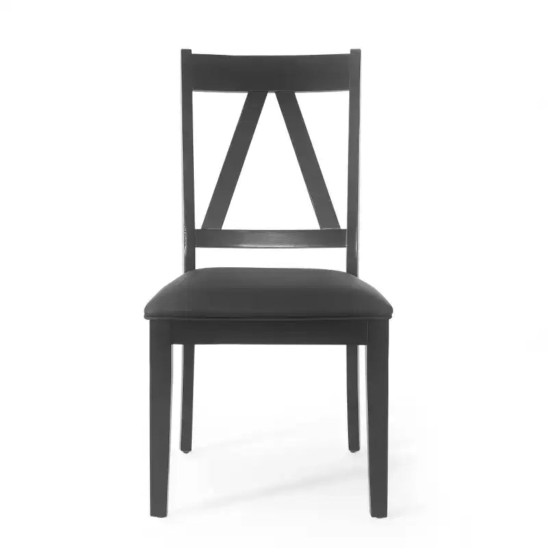 Set di 2 sedie da pranzo imbottite in stile rustico | Ecopelle | Gambe in legno di gomma | Nero