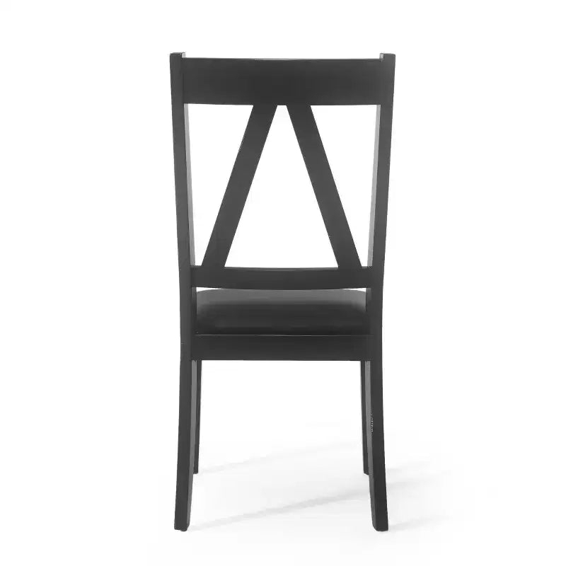 Set di 2 sedie da pranzo imbottite in stile rustico | Ecopelle | Gambe in legno di gomma | Nero