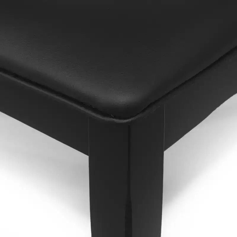 Set di 2 sedie da pranzo imbottite in stile rustico | Ecopelle | Gambe in legno di gomma | Nero