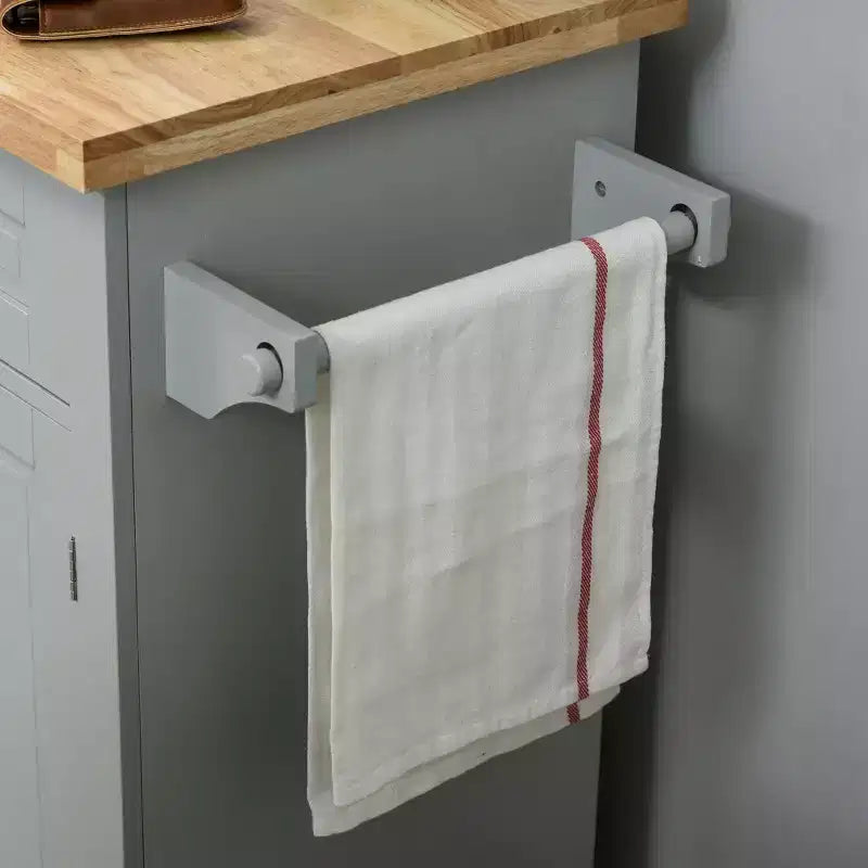 Isola da Cucina con Ruote | Piano in Legno di Gomma | Porta Spezie | Cassetti | 111.1 cm L