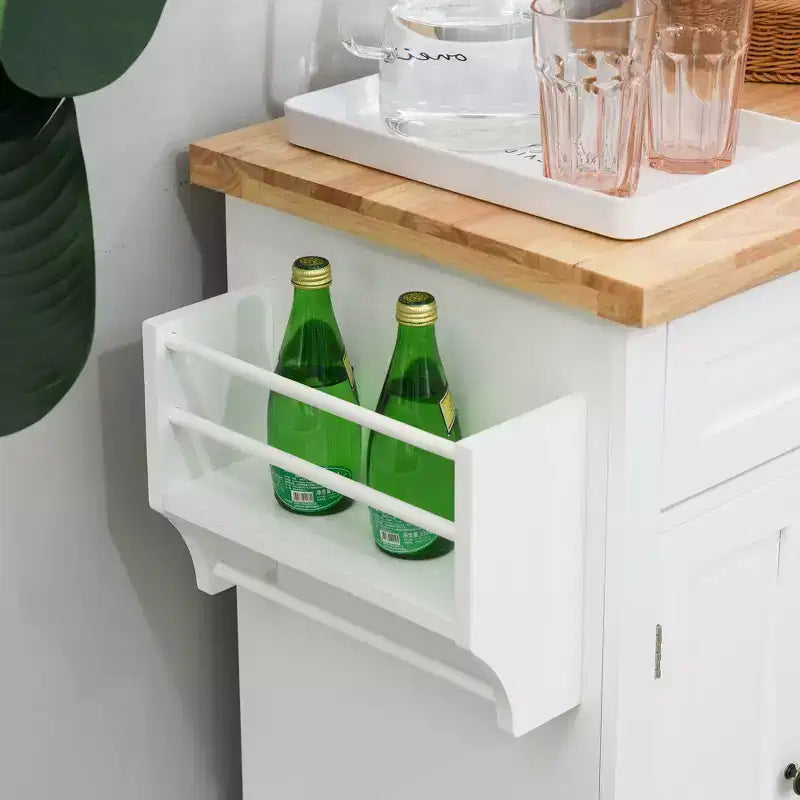 Isola da Cucina con Ruote | Piano in Legno di Gomma | Porta Spezie | Cassetti | 111.1 cm L
