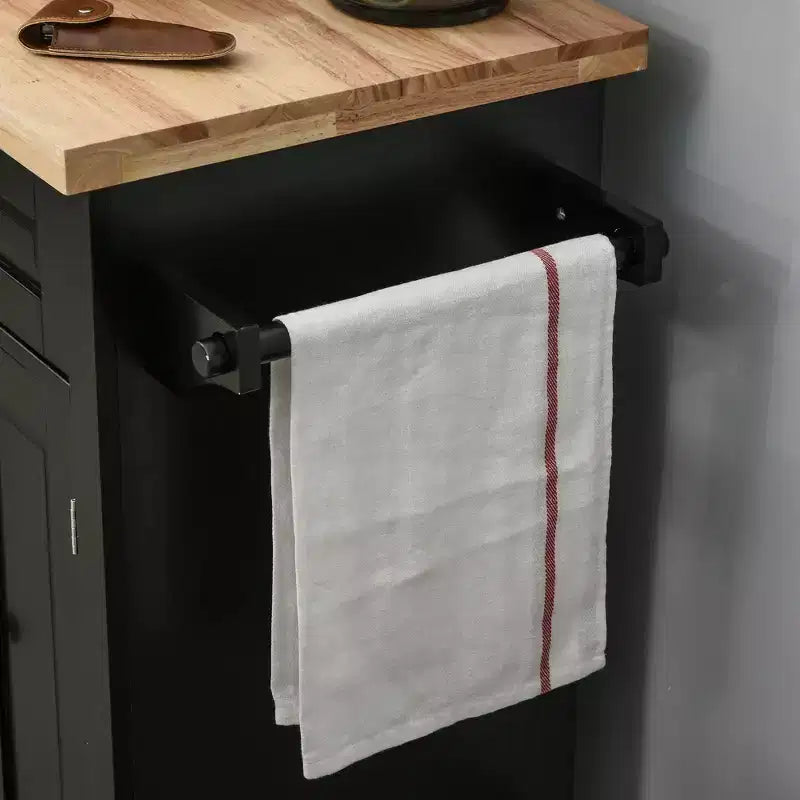 Isola da Cucina con Ruote | Piano in Legno di Gomma | Porta Spezie | Cassetti | 111.1 cm L