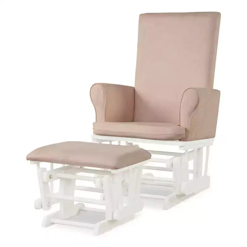 Set Sedia a dondolo e Poggiapiedi per Cameretta | Struttura in Legno di Gomma | Cuscini in Microfibra | Capacità 180 kg