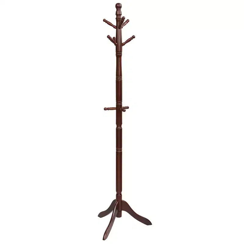 Appendiabiti da terra in legno | 9 Ganci | Altezza regolabile in 4 sezioni | Legno di gomma | Portata 28,5 kg