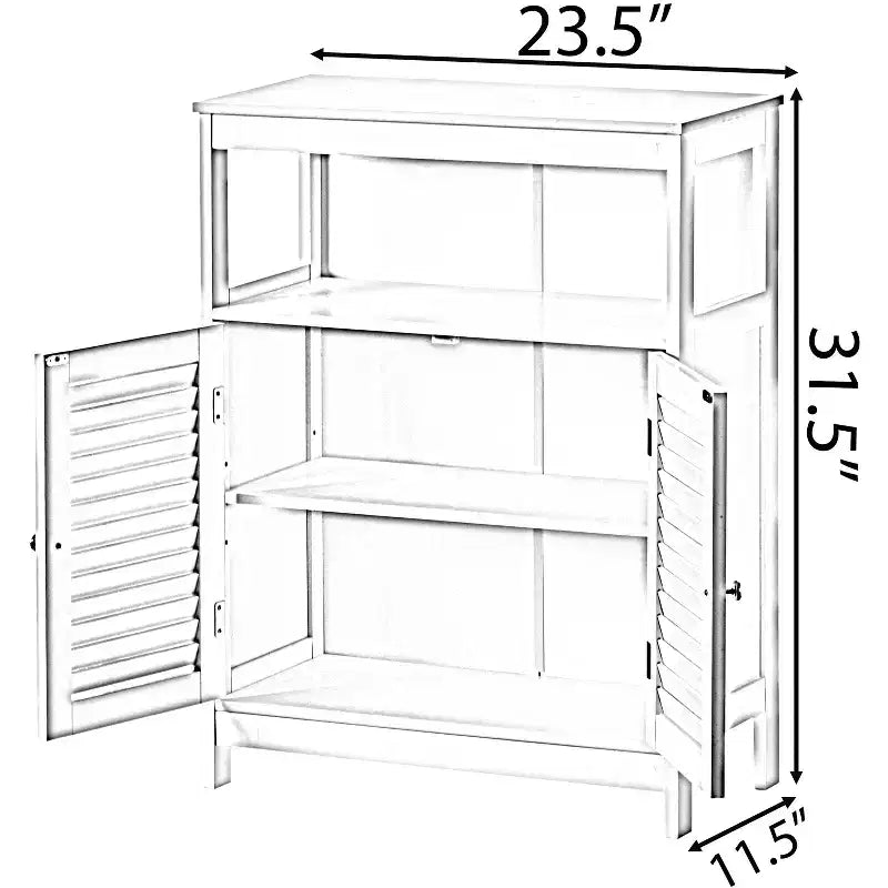 Mobiletto Bagno Bianco in Legno | 4 Ripiani | Regolabile | Ante a Doghe Orizzontali