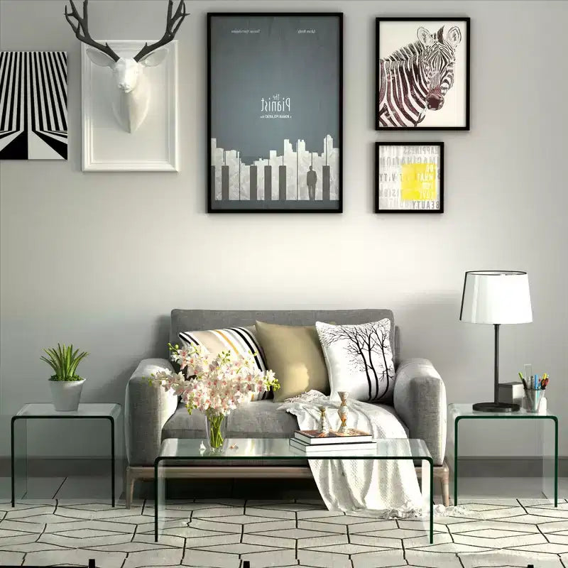 Costway 3 Piece Tempered Glass Coffee and End Table Set Transparent Living Room