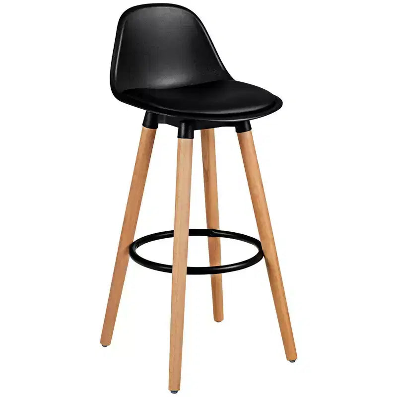 Set di 2 sgabelli da bar di metà secolo | Altezza seduta 72,4 cm | Similpelle | Struttura in metallo | Nero