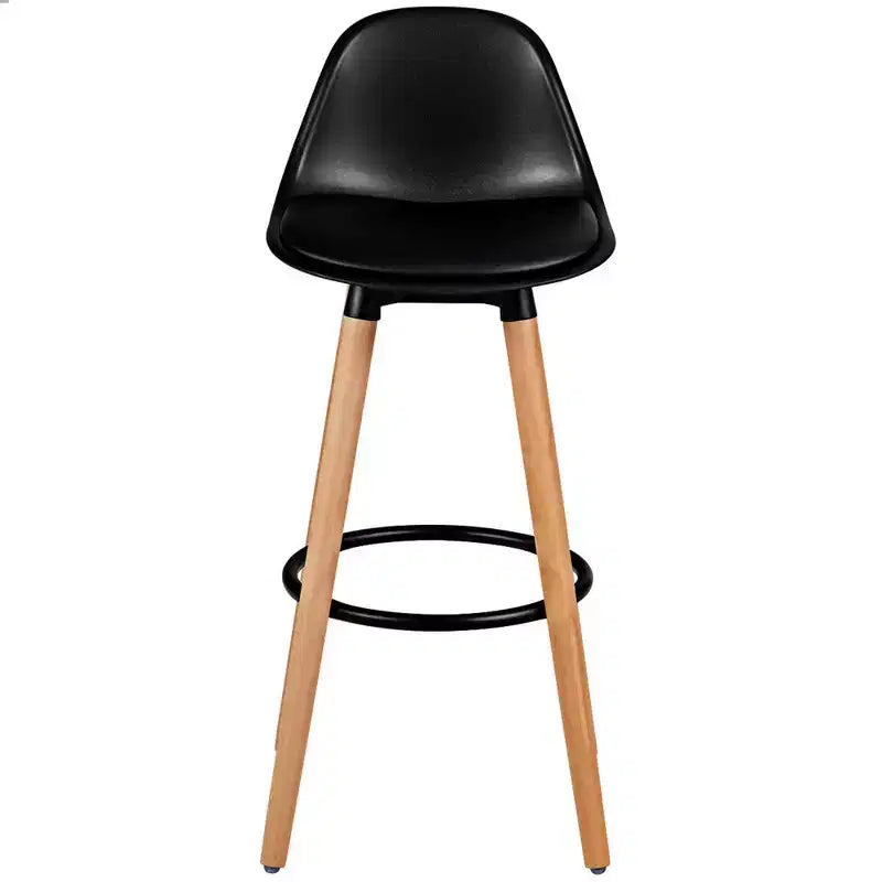 Set di 2 sgabelli da bar di metà secolo | Altezza seduta 72,4 cm | Similpelle | Struttura in metallo | Nero