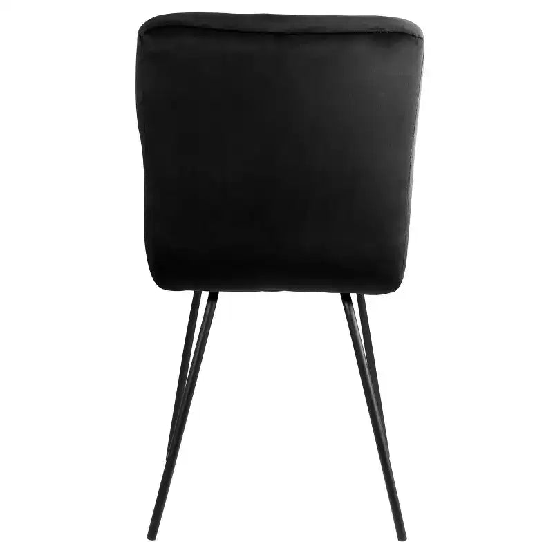 Set di 2 sedie d'accento in velluto trapuntato | Gambe in metallo nero | Senza braccioli | Design con cuciture quadrate