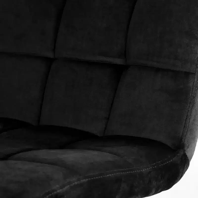 Set di 2 sedie d'accento in velluto trapuntato | Gambe in metallo nero | Senza braccioli | Design con cuciture quadrate