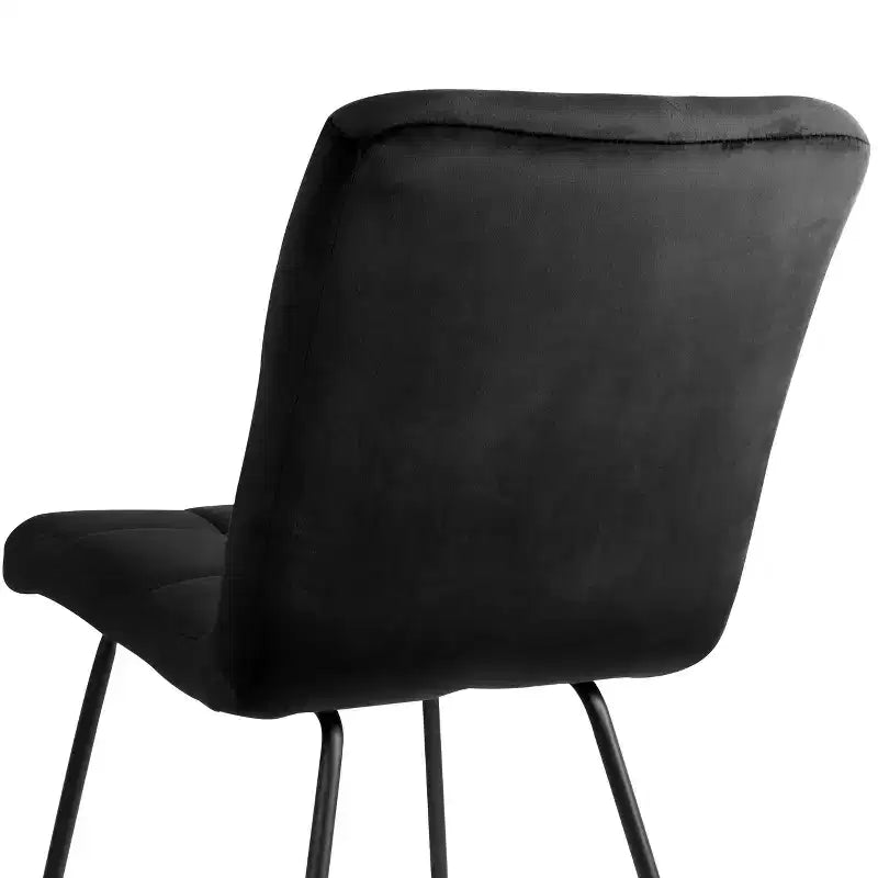 Set di 2 sedie d'accento in velluto trapuntato | Gambe in metallo nero | Senza braccioli | Design con cuciture quadrate