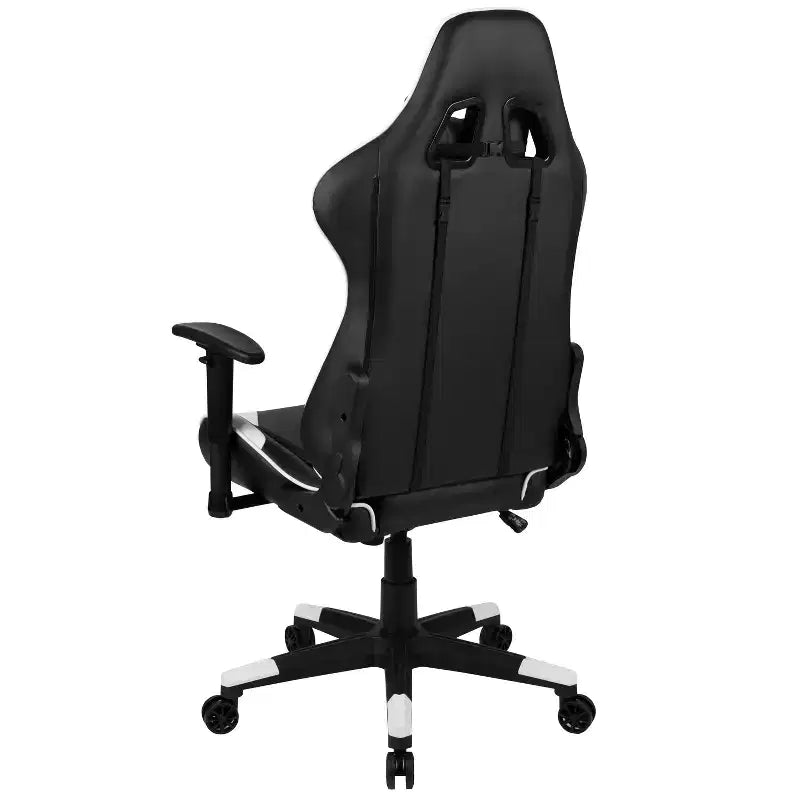 Postazione da Gaming BlackArc Delta: Sedia reclinabile con supporto lombare e poggiatesta; Scrivania con gancio per cuffie/portabicchieri staccabile e supporto per monitor
