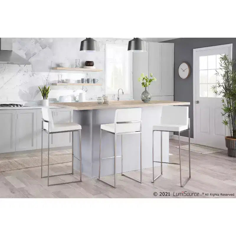 Set di 2 sgabelli da bar alti in velluto | Telaio in acciaio inossidabile | Altezza seduta 79 cm | 113 kg