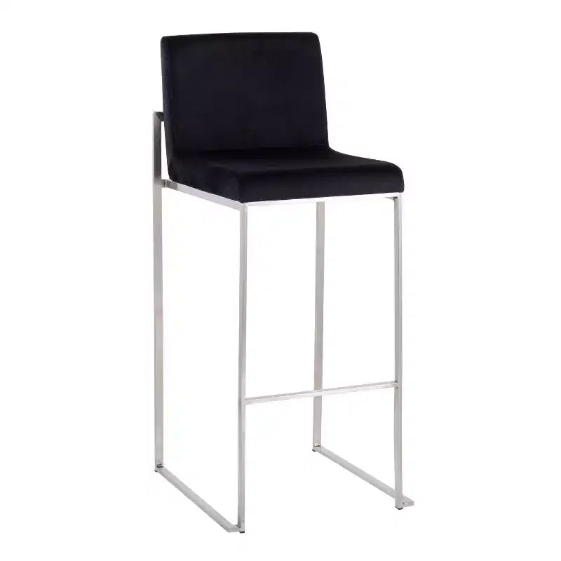 Set di 2 sgabelli da bar alti in velluto | Telaio in acciaio inossidabile | Altezza seduta 79 cm | 113 kg