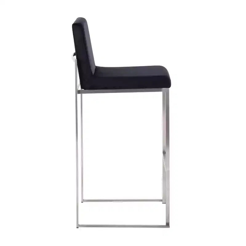 Set di 2 sgabelli da bar alti in velluto | Telaio in acciaio inossidabile | Altezza seduta 79 cm | 113 kg