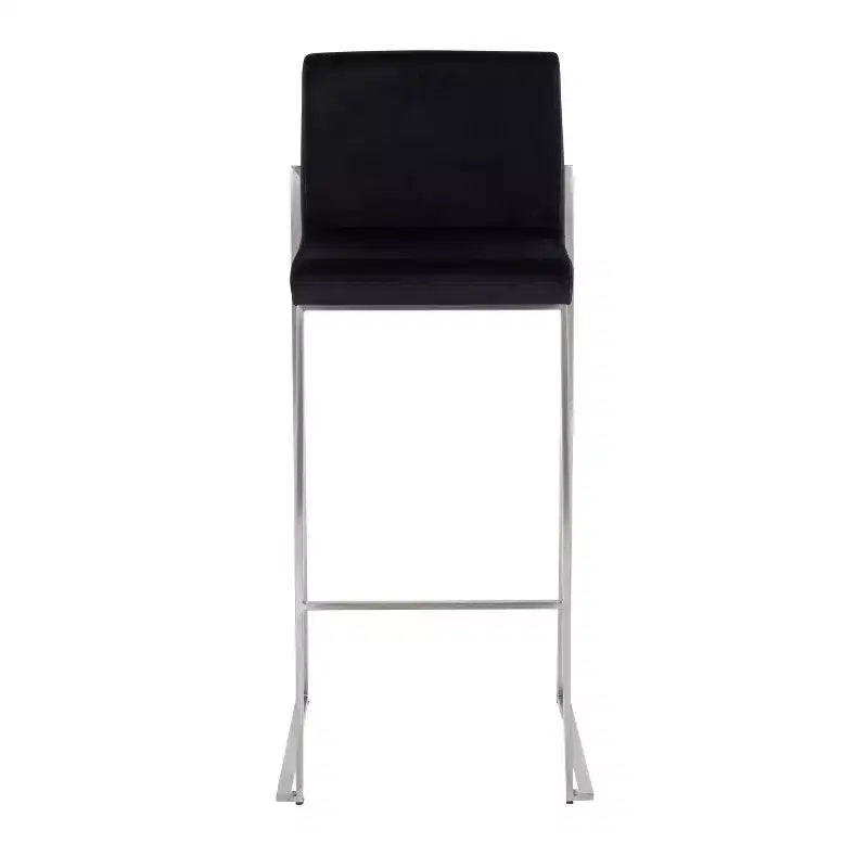 Set di 2 sgabelli da bar alti in velluto | Telaio in acciaio inossidabile | Altezza seduta 79 cm | 113 kg