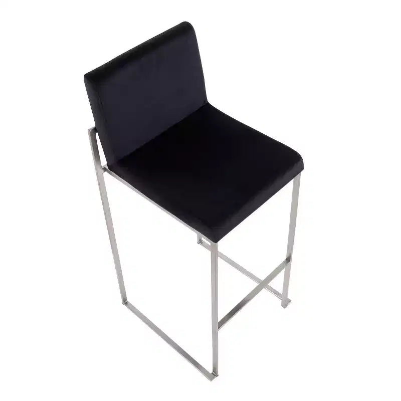 Set di 2 sgabelli da bar alti in velluto | Telaio in acciaio inossidabile | Altezza seduta 79 cm | 113 kg